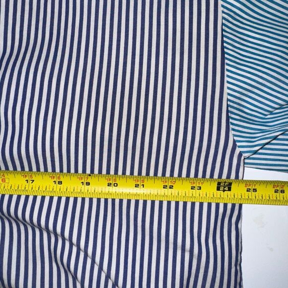 Anthropologie Bardot Spliced Boyfriend Shirt | Blue Stripe Contrast Button-Down - Picture 11 of 12